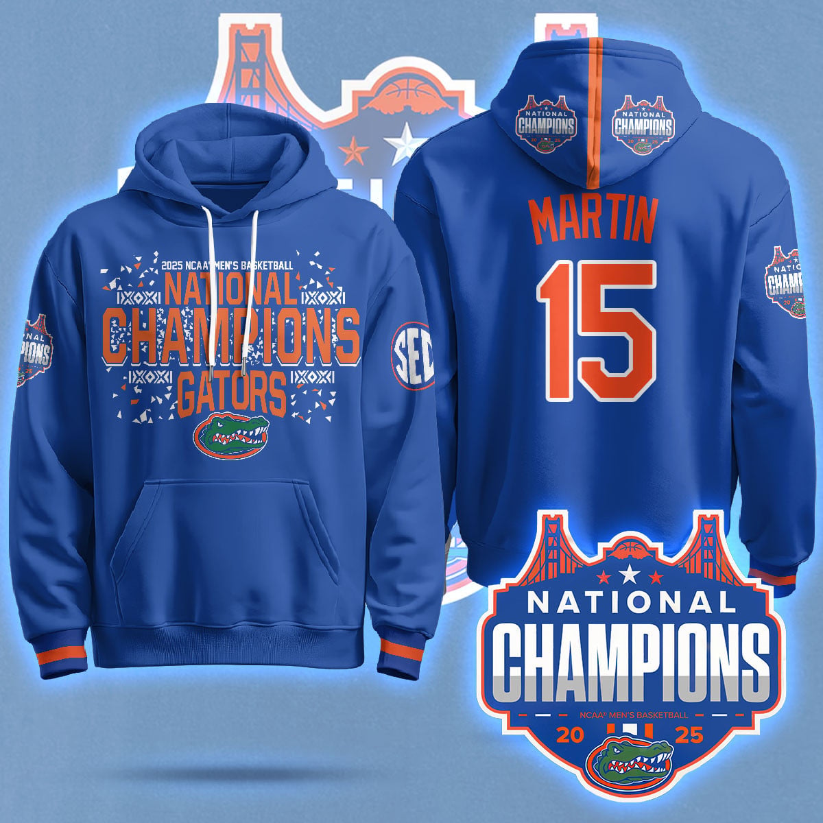 Florida Gators 2025 National Champions Basketball Hoodie N5 - Printed
