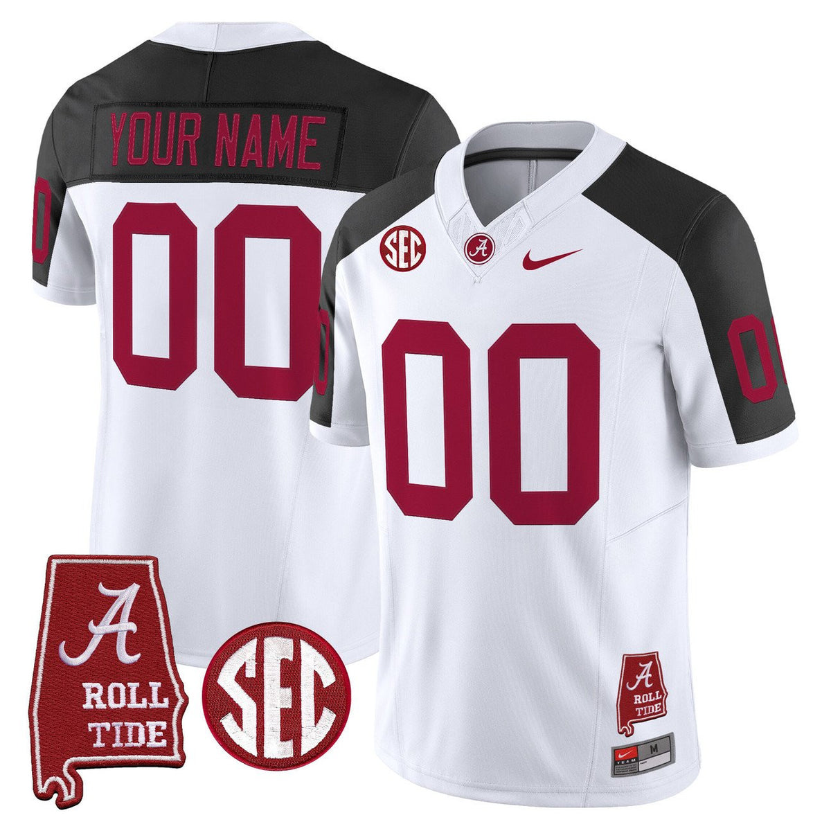 Custom Alabama Crimson Tide Throwback Vapor Limited Jersey - Alabama Map - All Stitched