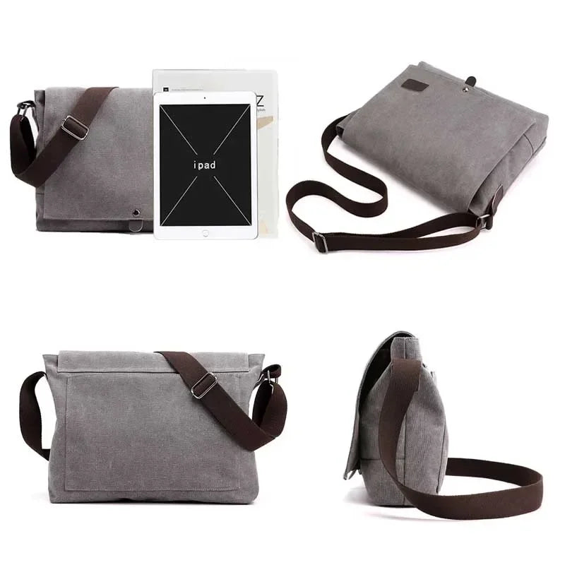 New Fashion Cross Body Bag New Men Canvas Crossbody Shoulder Messenger Bags Man Casual Solid Multi Function Portable Male Bag