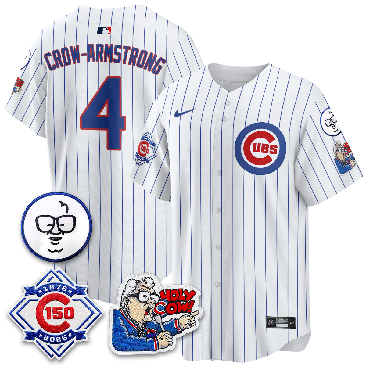 CHC 150th Anniversary Harry Caray Holy Cow Limited Navy Jersey - Stitched V2