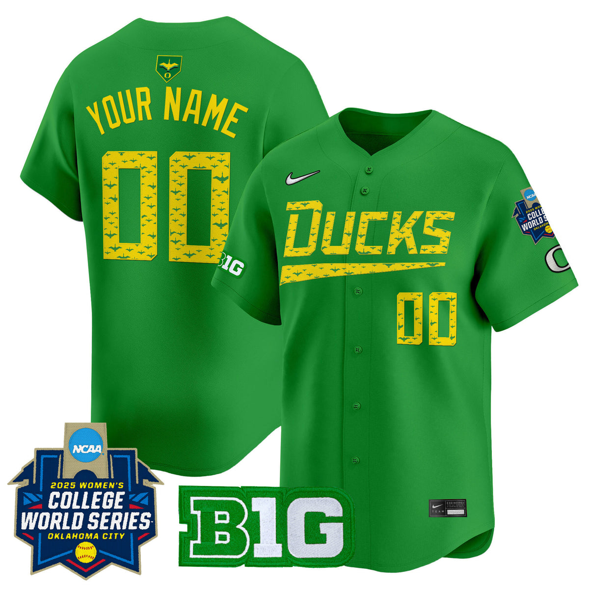Oregon Ducks Softball 2025 World Series (WCWS) Vapor Premier Limited Custom Jersey - All Stitched