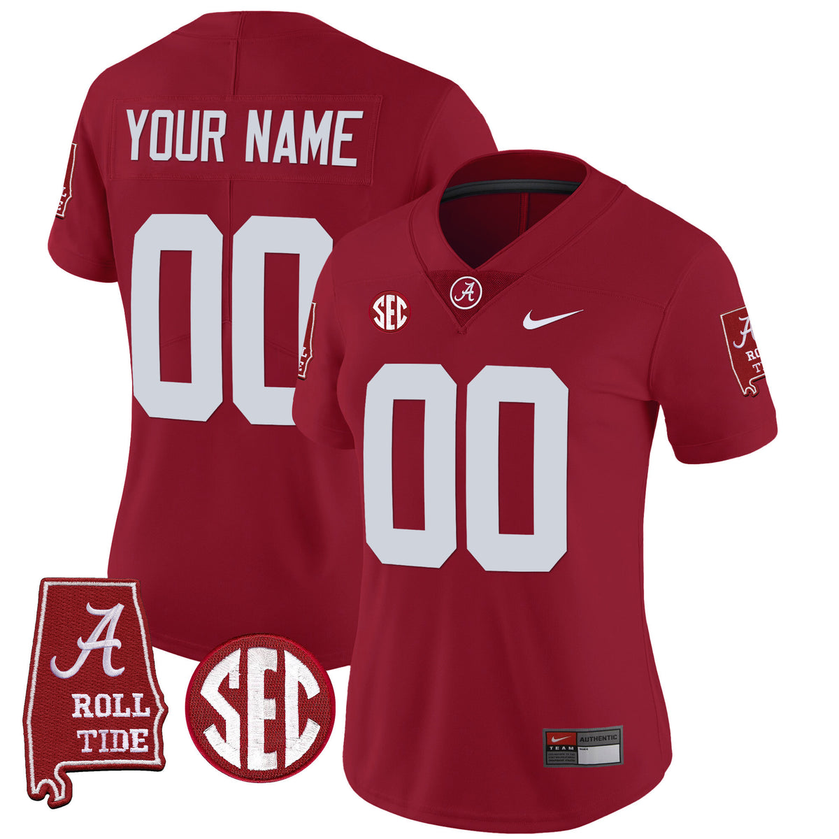 Alabama Crimson Tide Vapor Limited Custom Jersey V3 - Alabama Map - All Stitched